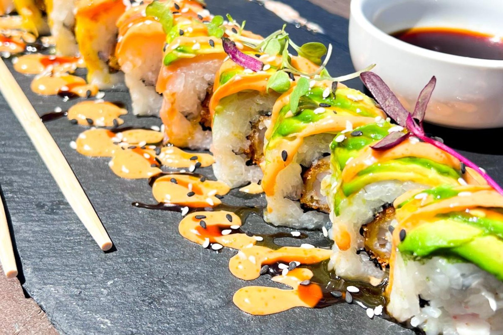 Asian Roll. Sushi. Cabana Club Austin, Texas. Coffee, Coworking, Remote Work, Bar, Drinks, Food Trucks, Speakeasy, Pool, TV, Sports.